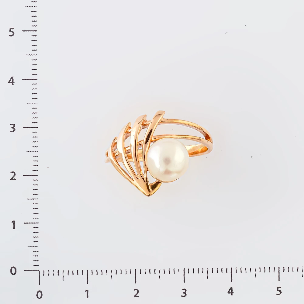 Кольцо с культивированным жемчугом из красного золота 585 пробы Кольцо с культивированным жемчугом из красного золота 585 пробы