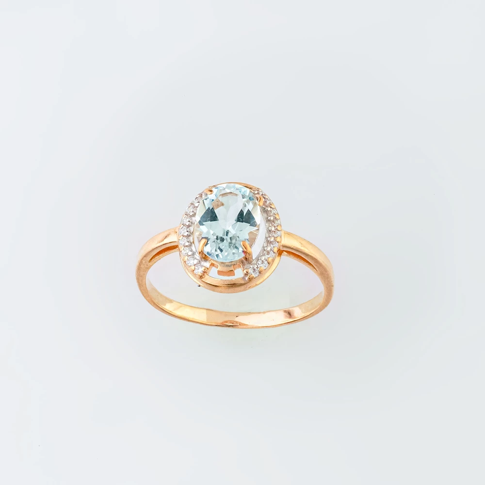 Кольцо с топазом из красного золота 585 пробы Кольцо с топазом из красного золота 585 пробы