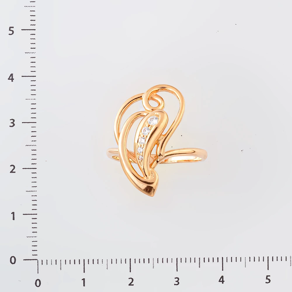 Кольцо с фианитом из красного золота 585 пробы