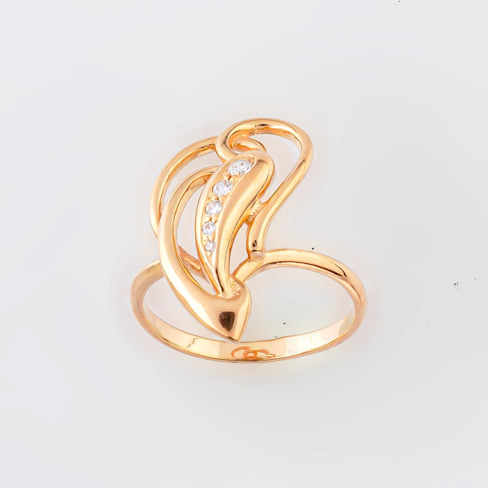 Кольцо с фианитом из красного золота 585 пробы