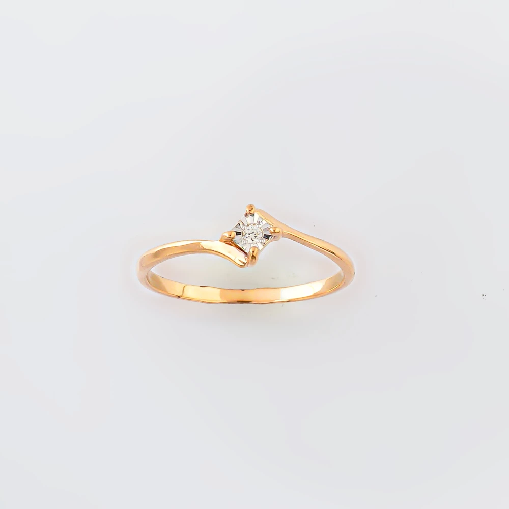 Кольцо с бриллиантом из красного золота 585 пробы