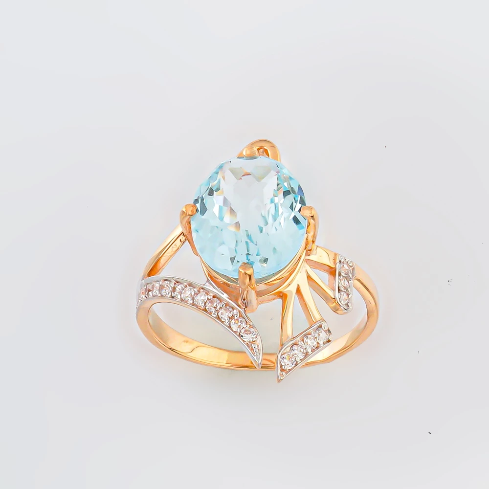 Кольцо с топазом из красного золота 585 пробы Кольцо с топазом из красного золота 585 пробы