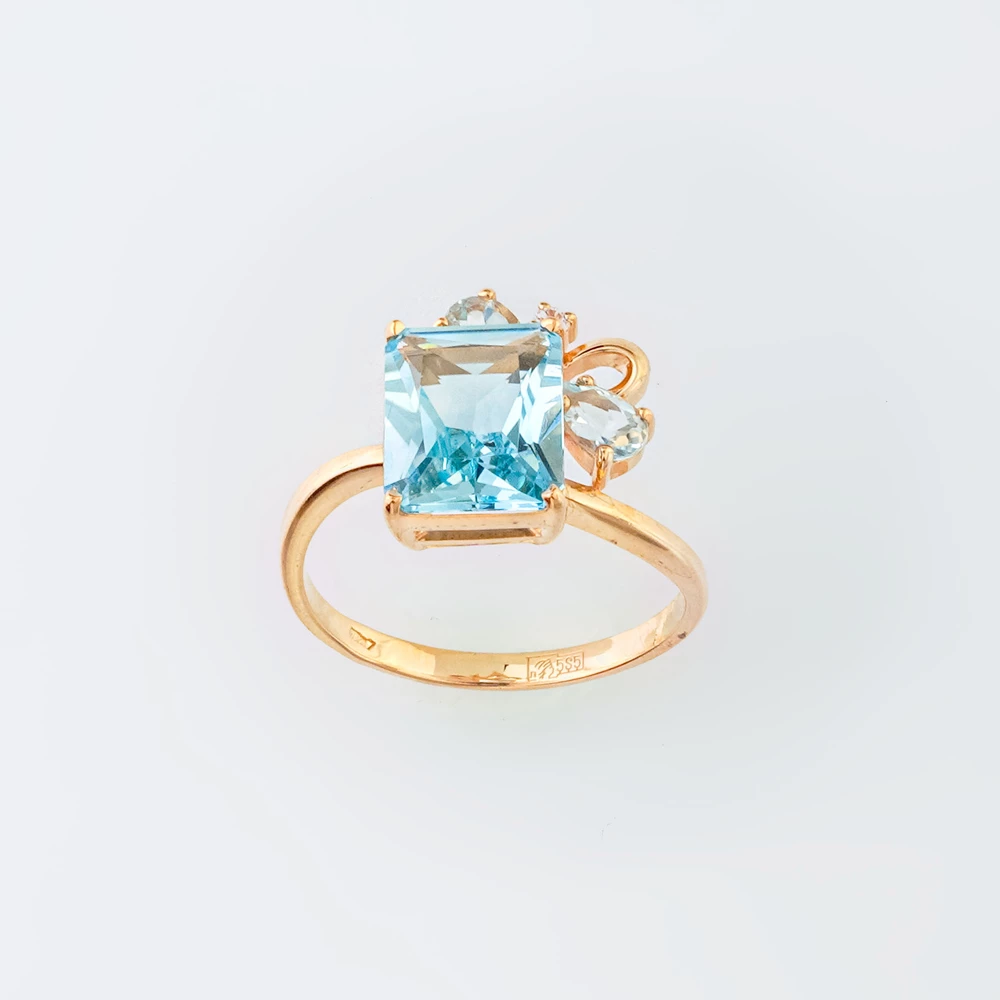 Кольцо с топазом из красного золота 585 пробы Кольцо с топазом из красного золота 585 пробы