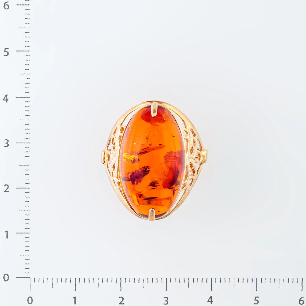 Кольцо с янтарем из красного золота 583 пробы Кольцо с янтарем из красного золота 583 пробы