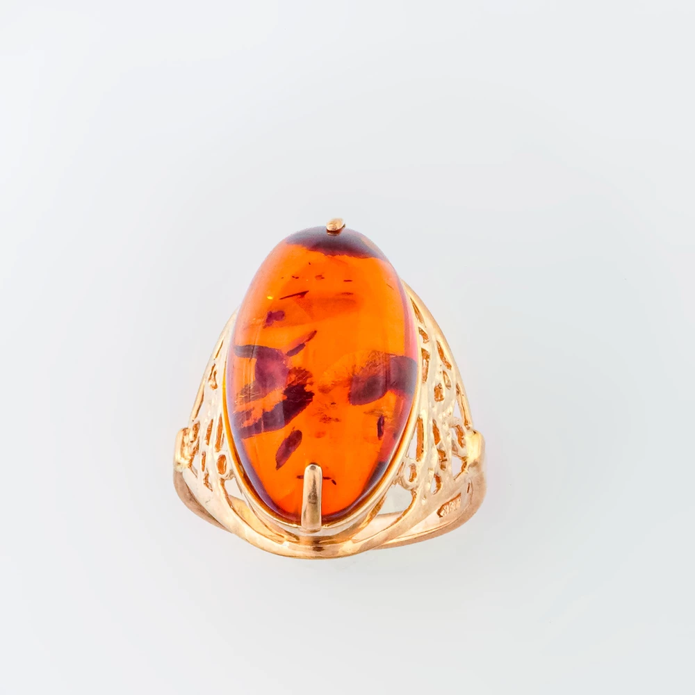 Кольцо с янтарем из красного золота 583 пробы Кольцо с янтарем из красного золота 583 пробы