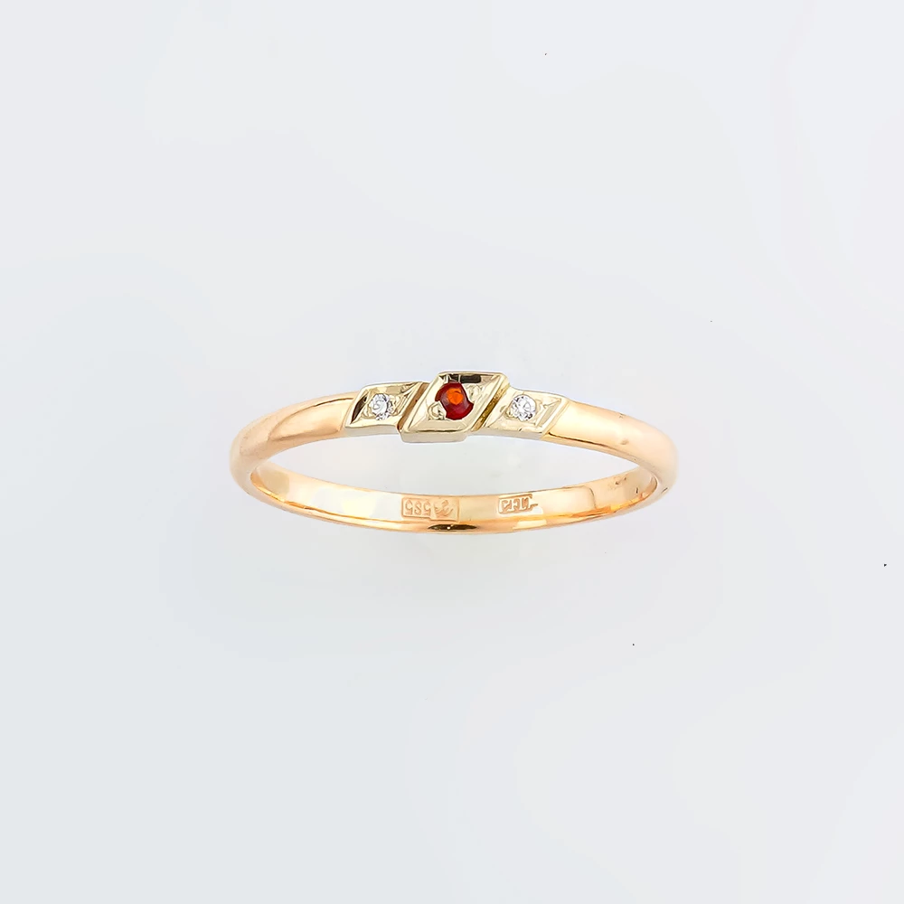 Кольцо с гранатом из красного золота 585 пробы Кольцо с гранатом из красного золота 585 пробы