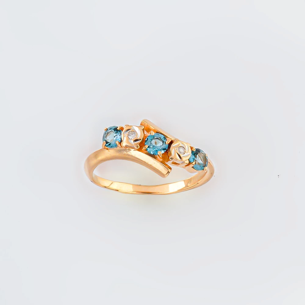 Кольцо с топазом из красного золота 585 пробы Кольцо с топазом из красного золота 585 пробы