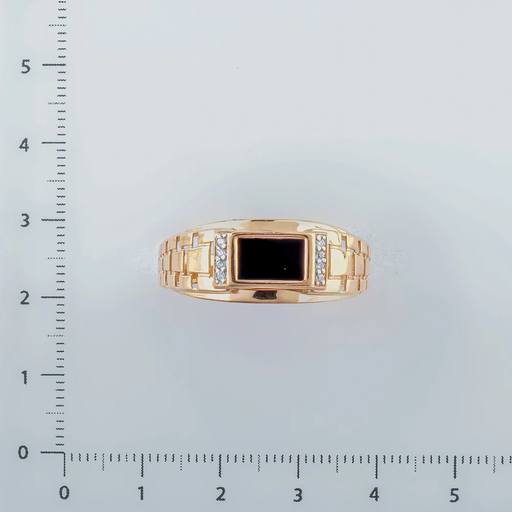 Кольцо с ониксом из красного золота 585 пробы
