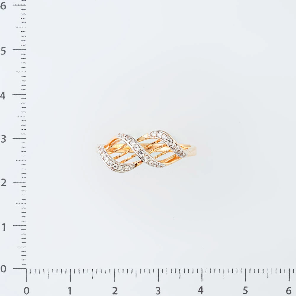 Кольцо с фианитом из красного золота 585 пробы