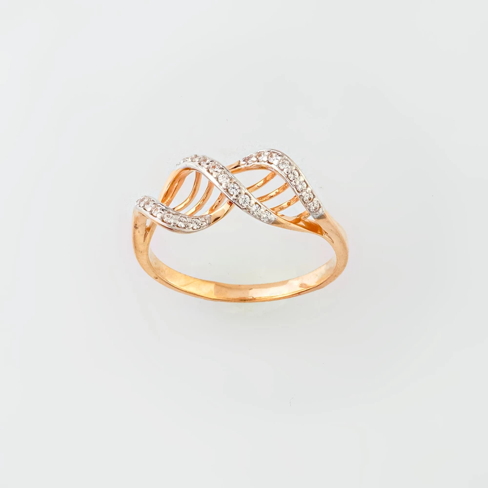 Кольцо с фианитом из красного золота 585 пробы