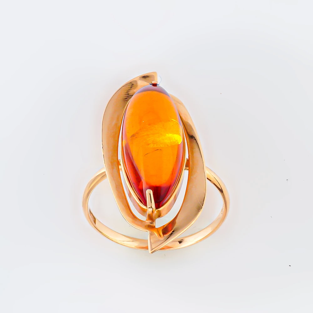 Кольцо с янтарем из красного золота 585 пробы Кольцо с янтарем из красного золота 585 пробы