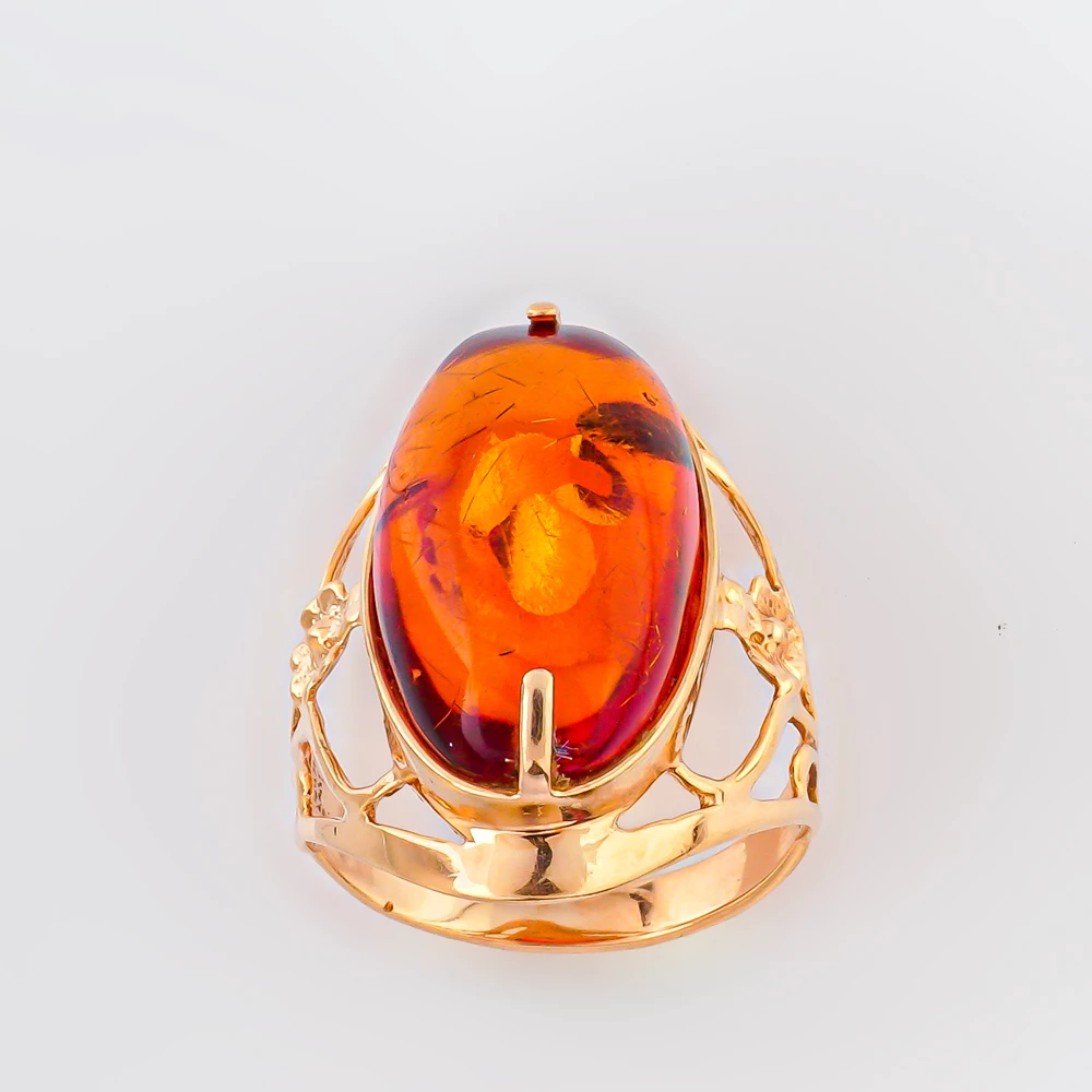 Кольцо с янтарем из красного золота 583 пробы Кольцо с янтарем из красного золота 583 пробы