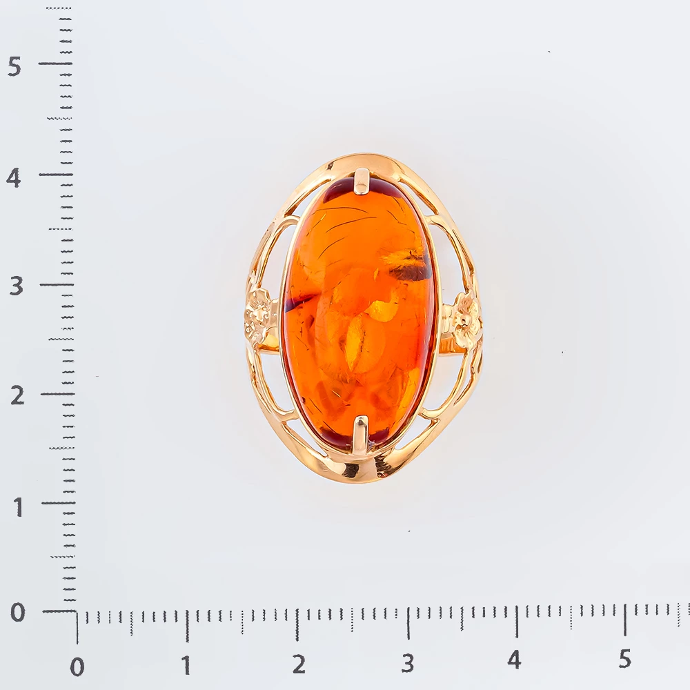 Кольцо с янтарем из красного золота 583 пробы Кольцо с янтарем из красного золота 583 пробы
