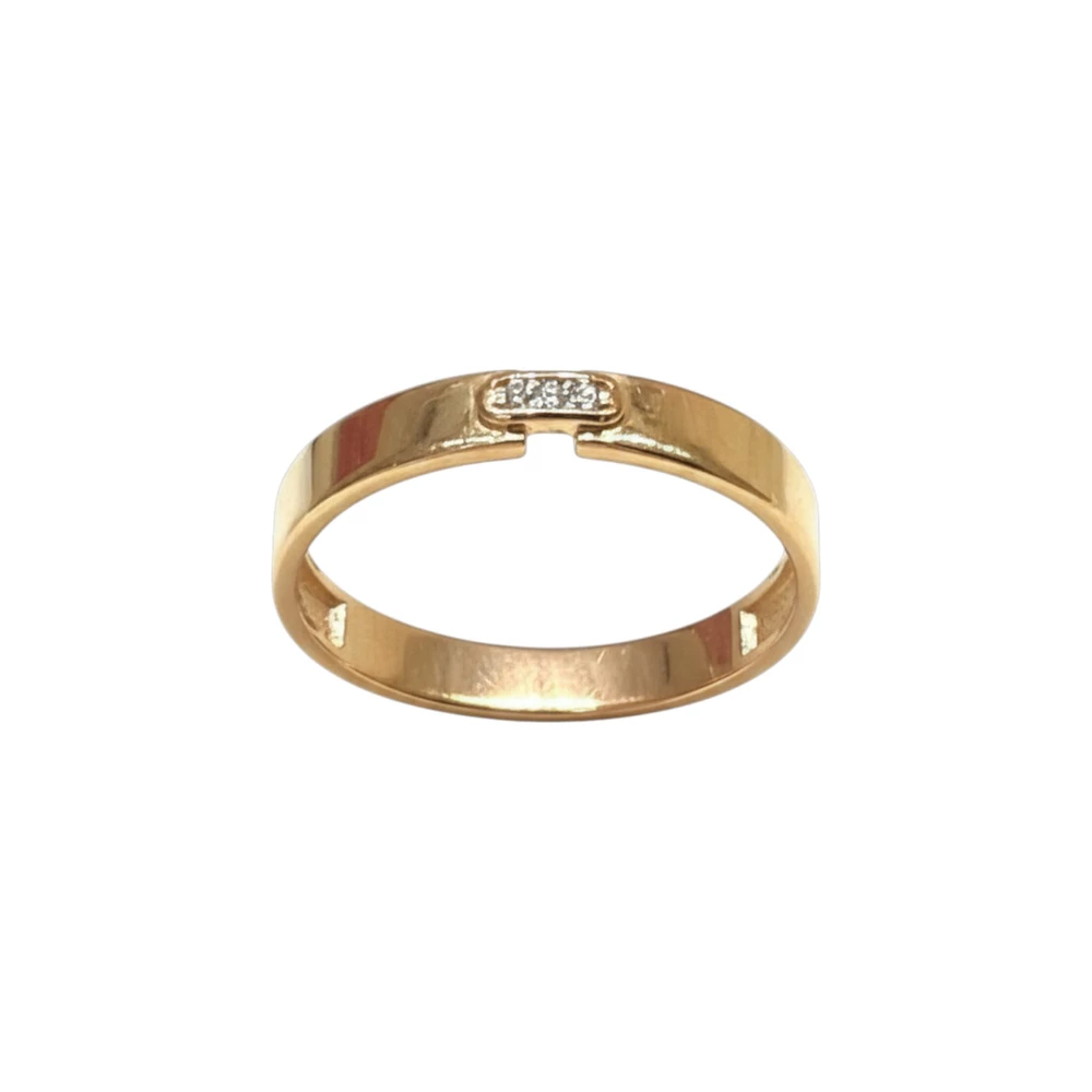 Кольцо с фианитом из красного золота 585 пробы