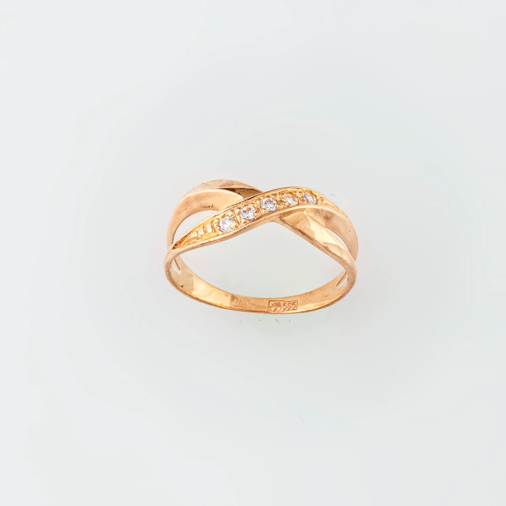 Кольцо с фианитом из красного золота 585 пробы