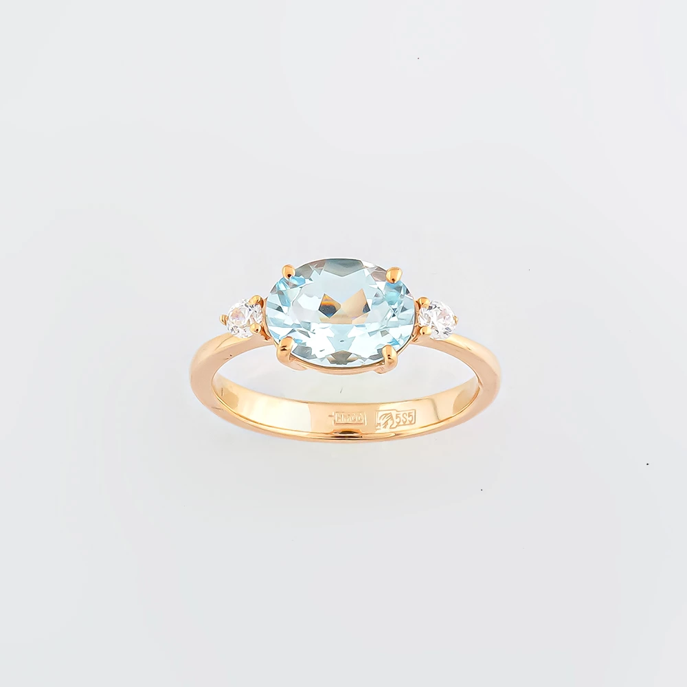 Кольцо с топазом из красного золота 585 пробы Кольцо с топазом из красного золота 585 пробы