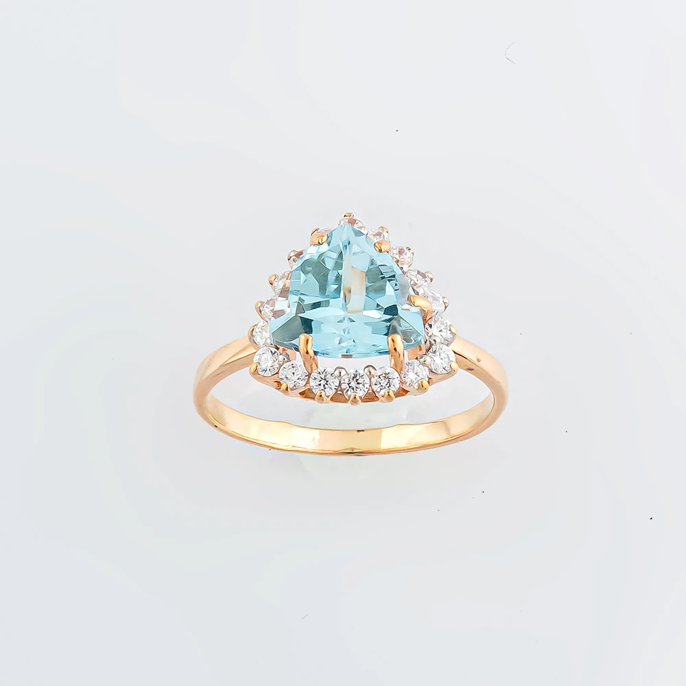 Кольцо с топазом из красного золота 585 пробы Кольцо с топазом из красного золота 585 пробы