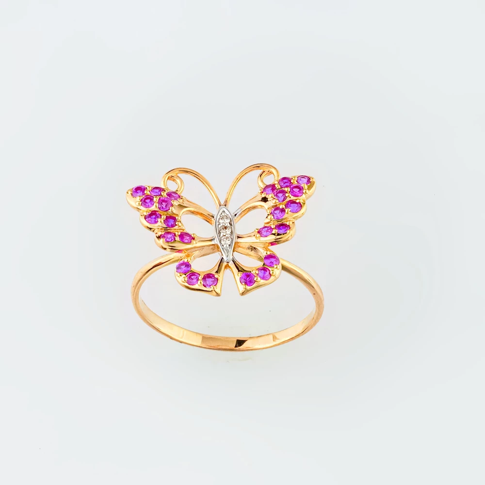 Кольцо с рубином из красного золота 585 пробы