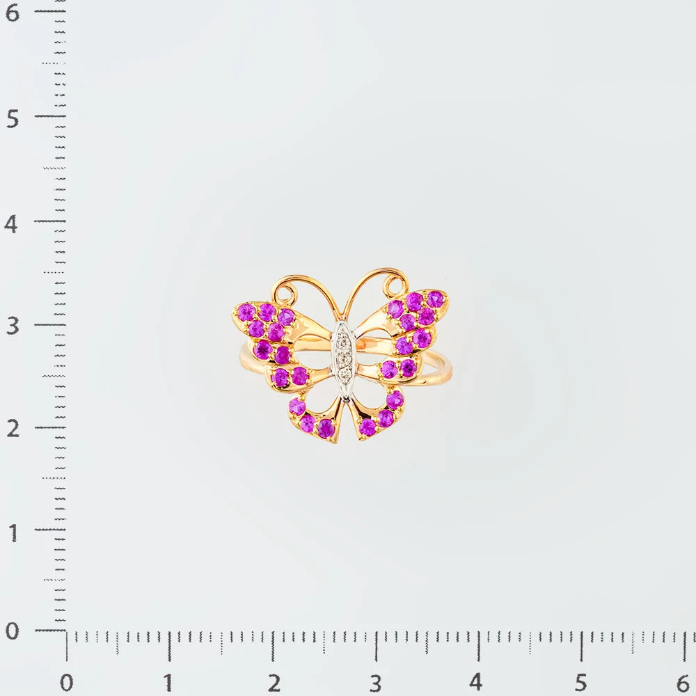 Кольцо с рубином из красного золота 585 пробы