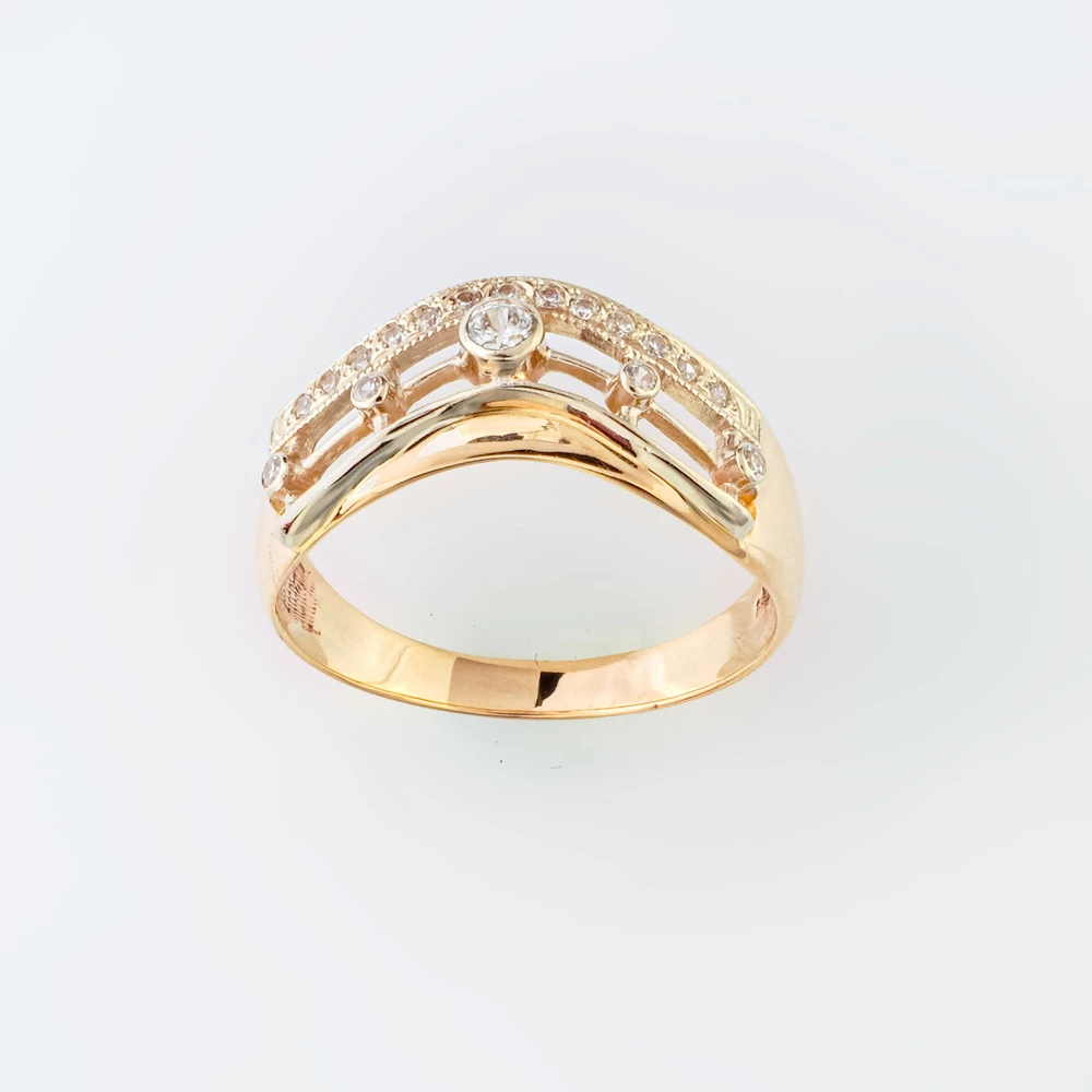 Кольцо с фианитом из красного золота 585 пробы Кольцо с фианитом из красного золота 585 пробы