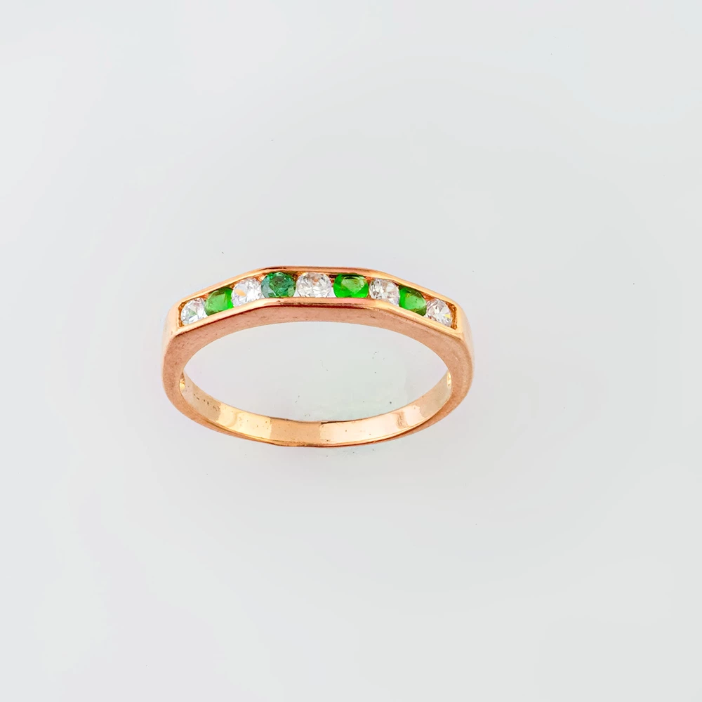 Кольцо с фианитом из красного золота 585 пробы