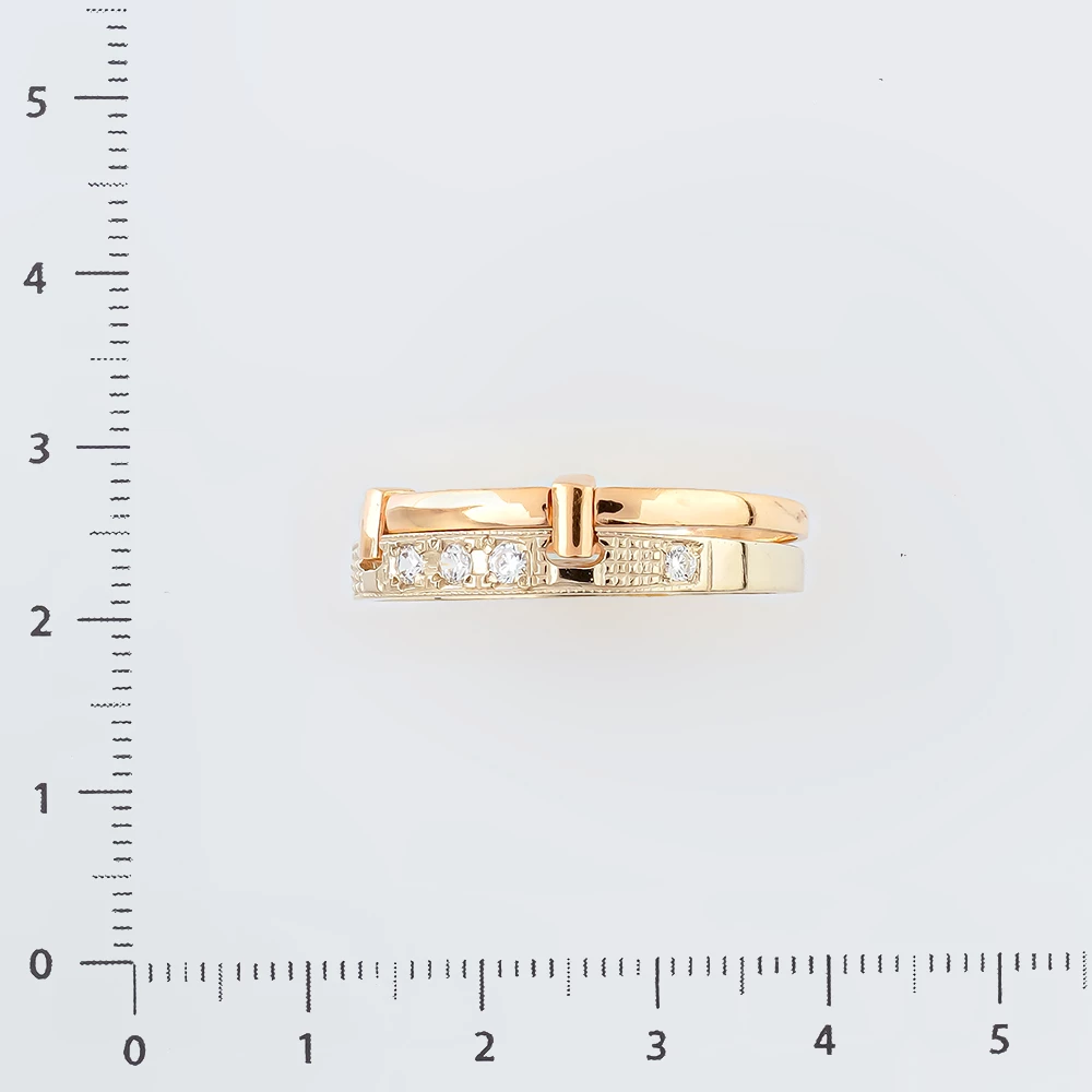 Кольцо с фианитом из красного золота 585 пробы