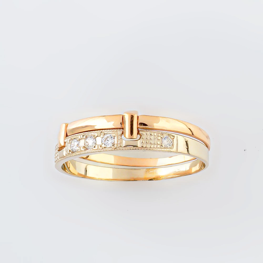 Кольцо с фианитом из красного золота 585 пробы