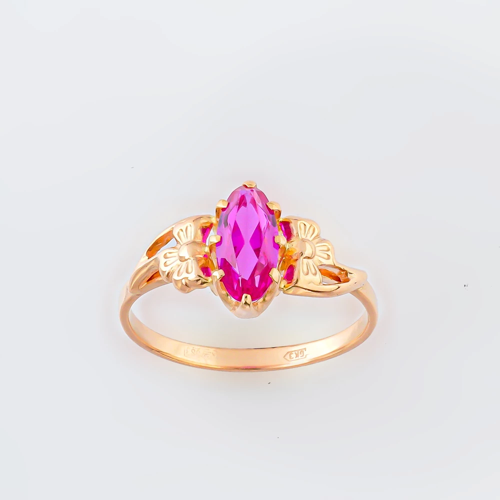 Кольцо с фианитом из красного золота 583 пробы Кольцо с фианитом из красного золота 583 пробы