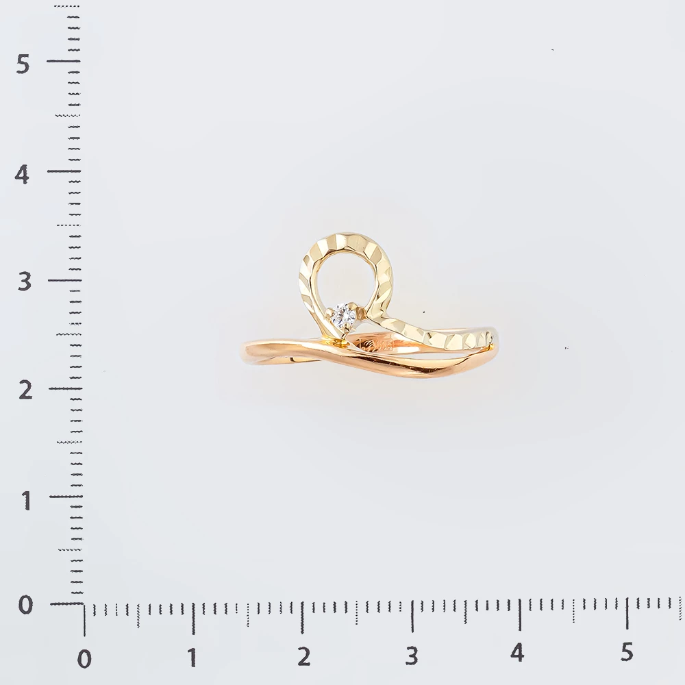 Кольцо с фианитом из красного золота 585 пробы