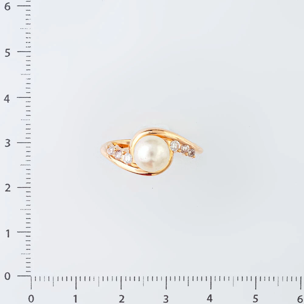 Кольцо с культивированным жемчугом из красного золота 585 пробы Кольцо с культивированным жемчугом из красного золота 585 пробы