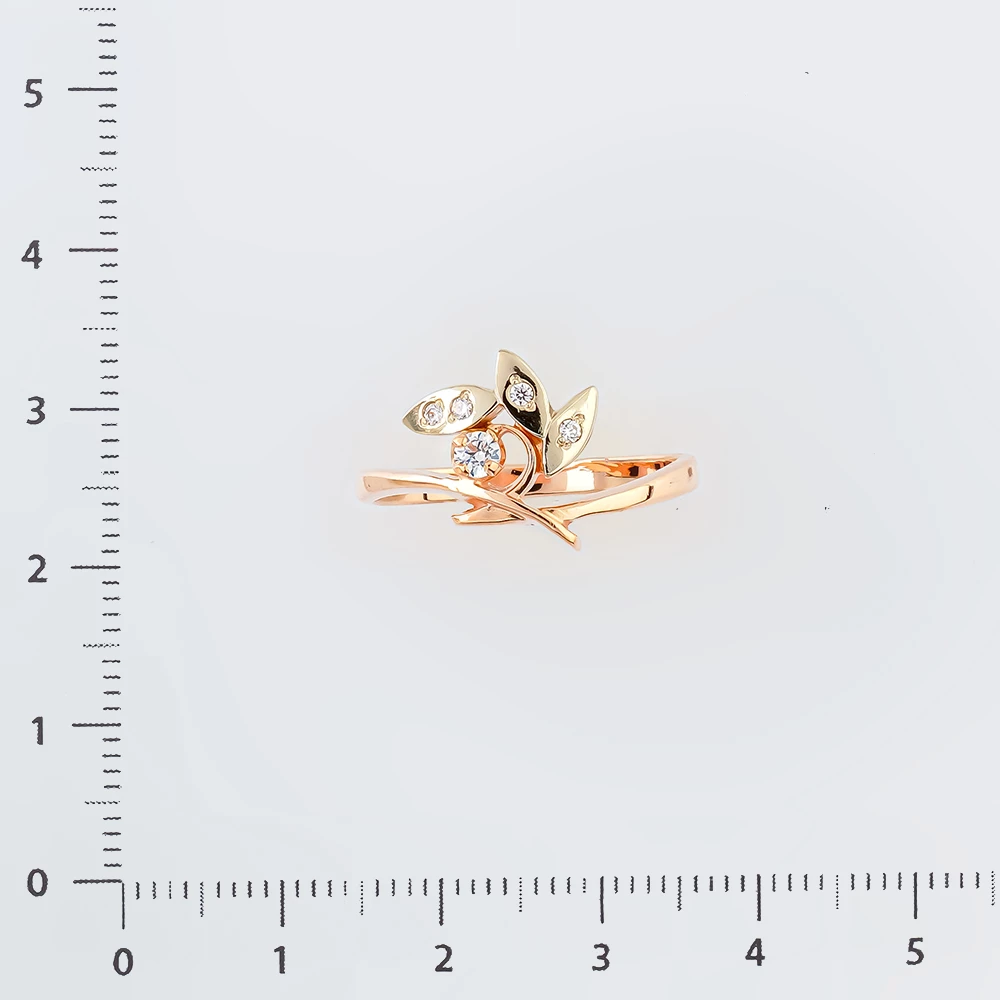 Кольцо с фианитом из красного золота 585 пробы Кольцо с фианитом из красного золота 585 пробы