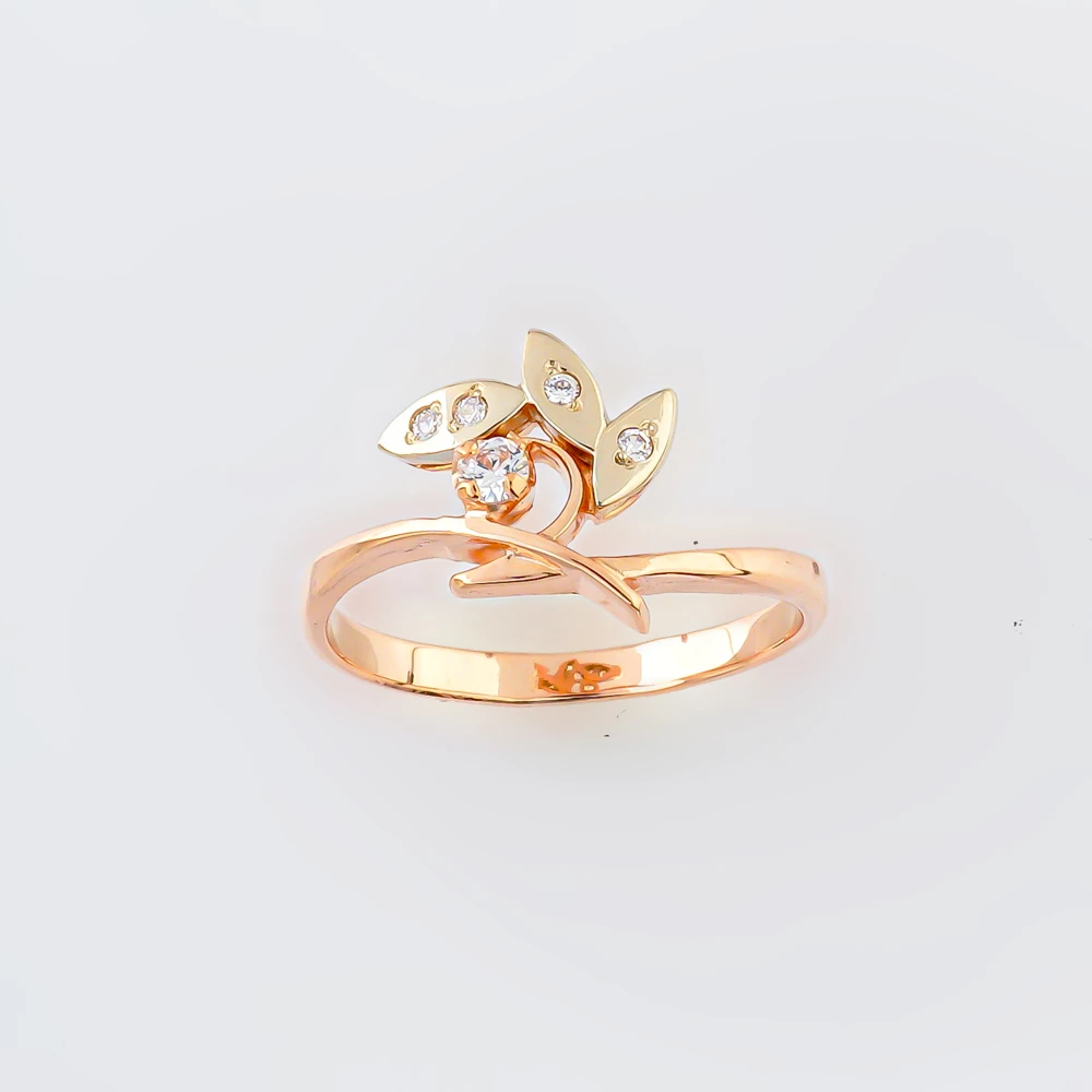 Кольцо с фианитом из красного золота 585 пробы Кольцо с фианитом из красного золота 585 пробы