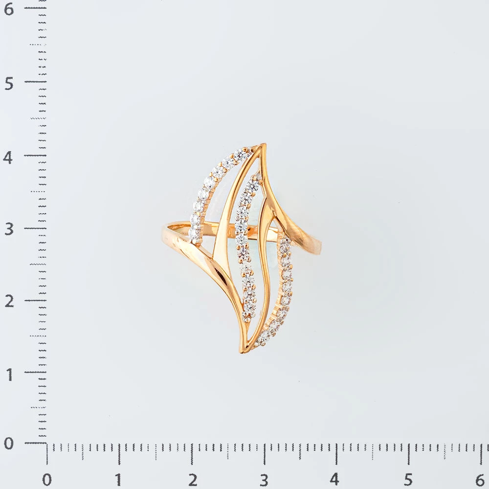 Кольцо с фианитом из красного золота 585 пробы