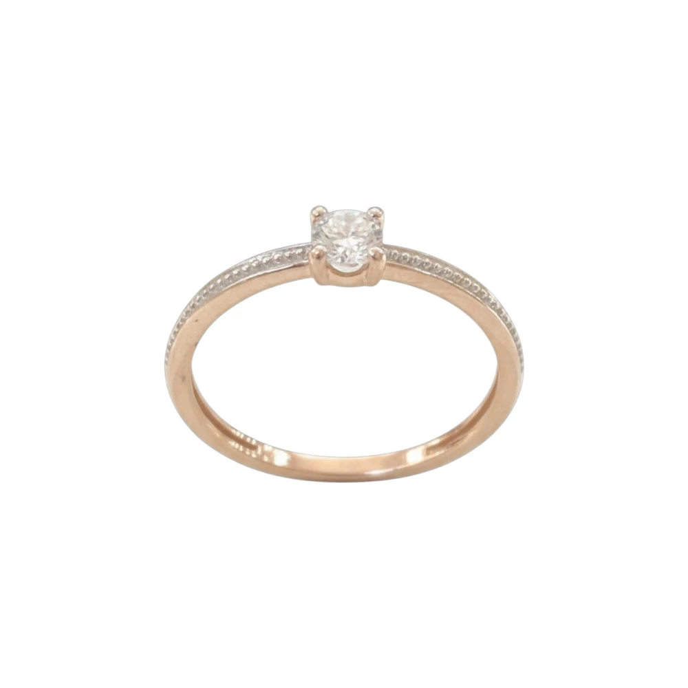 Кольцо с фианитом из красного золота 585 пробы