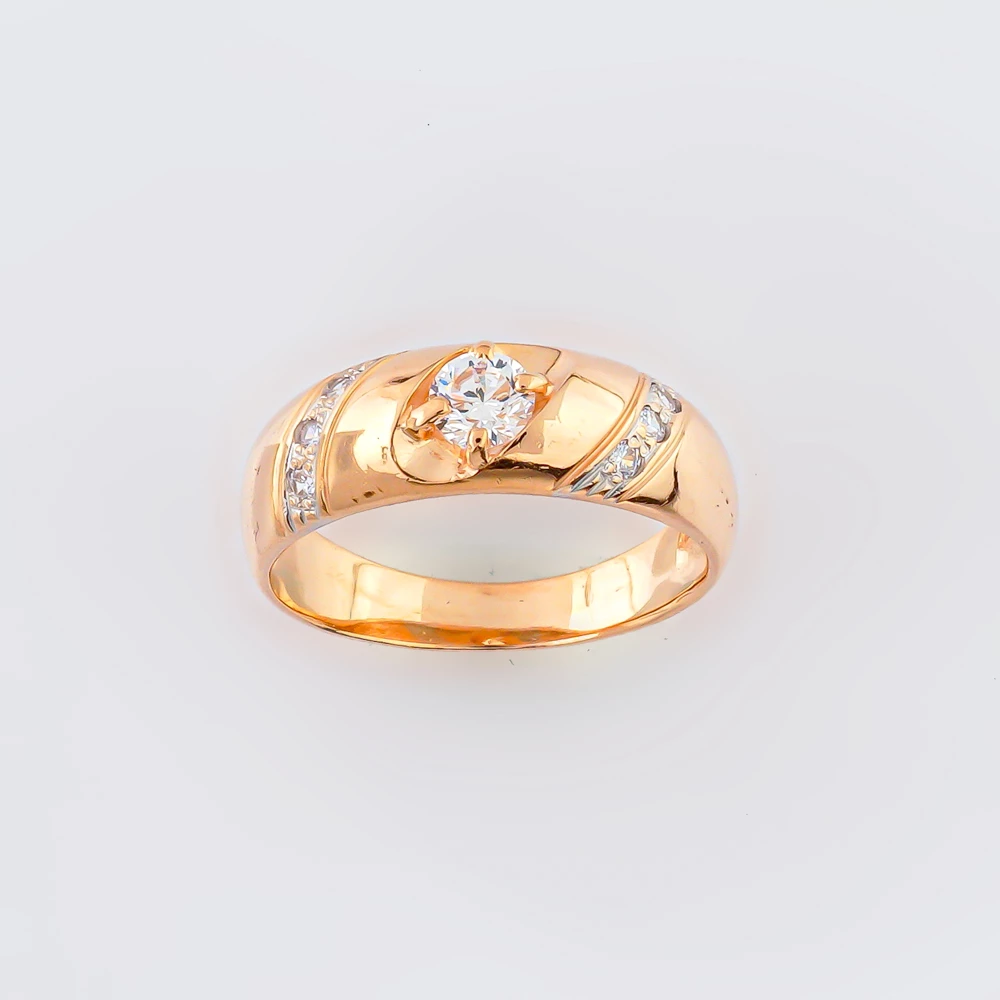 Кольцо с фианитом из красного золота 585 пробы Кольцо с фианитом из красного золота 585 пробы