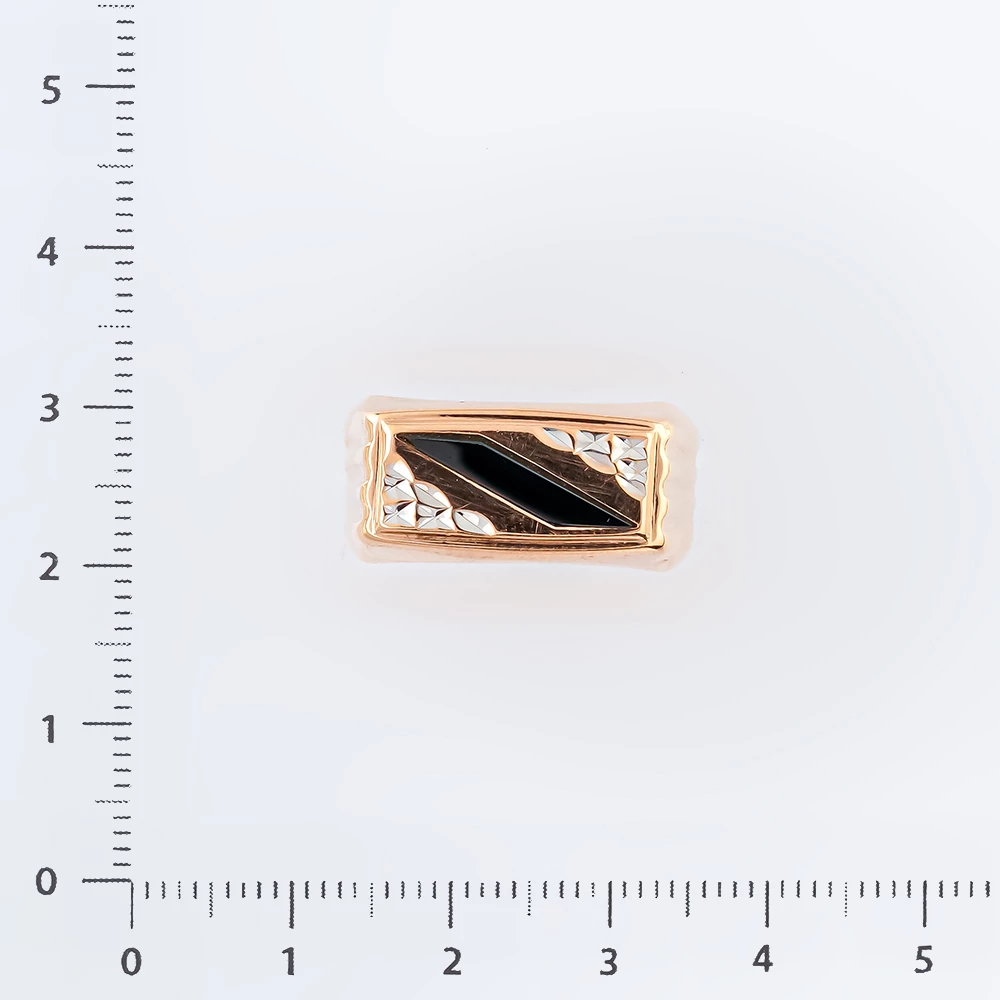 Кольцо с ониксом из красного золота 585 пробы
