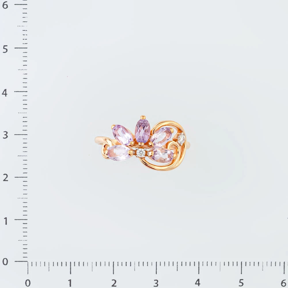 Кольцо с аметистом из красного золота 585 пробы Кольцо с аметистом из красного золота 585 пробы