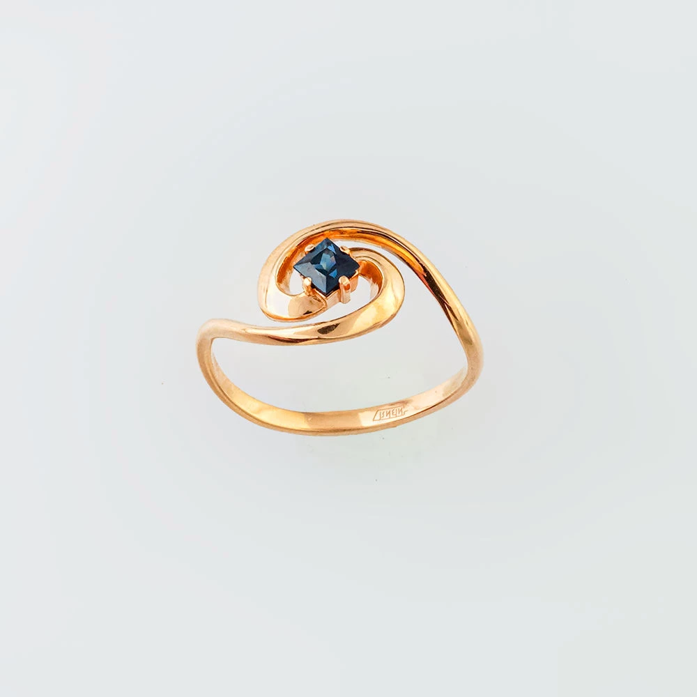 Кольцо с сапфиром из красного золота 585 пробы