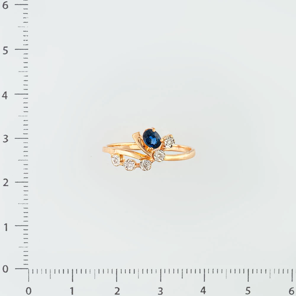 Кольцо с сапфиром из красного золота 585 пробы