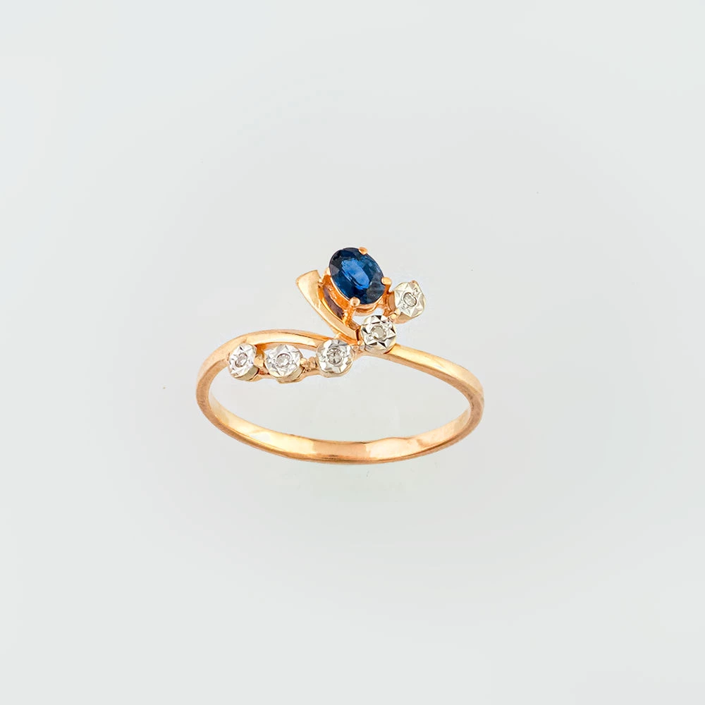 Кольцо с сапфиром из красного золота 585 пробы