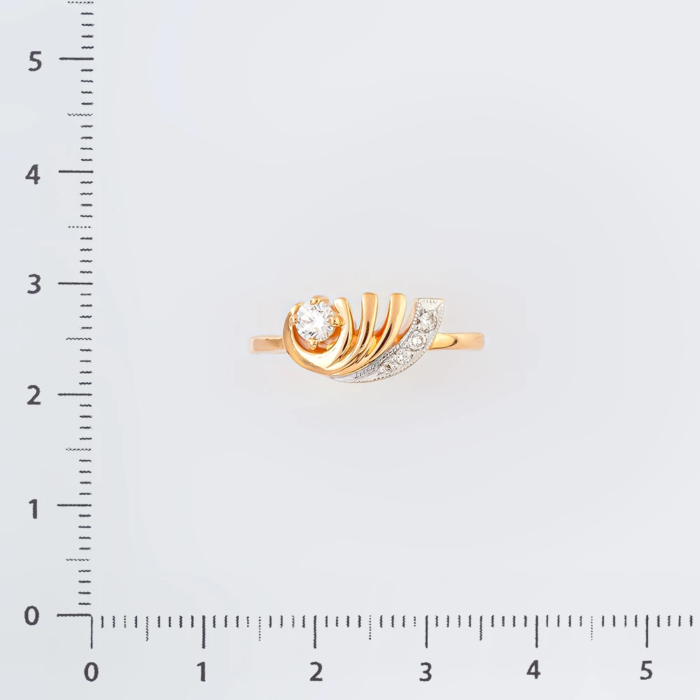 Кольцо с бриллиантом из красного золота 585 пробы