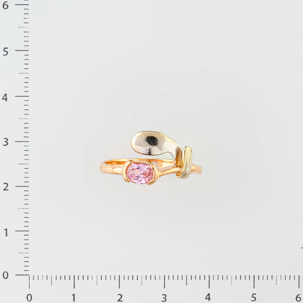 Кольцо с фианитом из красного золота 585 пробы