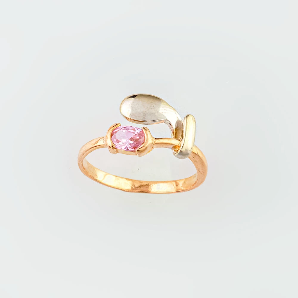 Кольцо с фианитом из красного золота 585 пробы