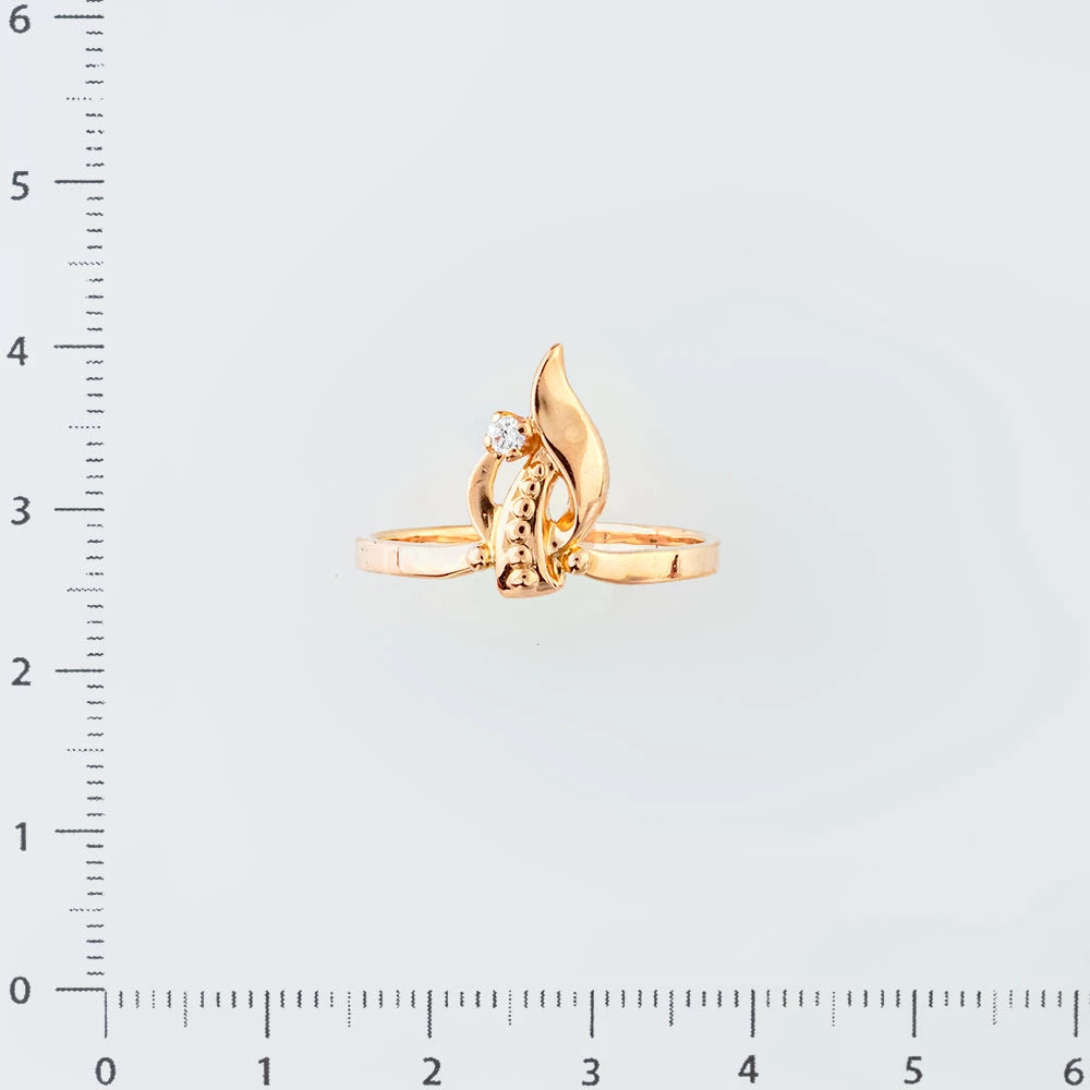 Кольцо с фианитом из красного золота 585 пробы