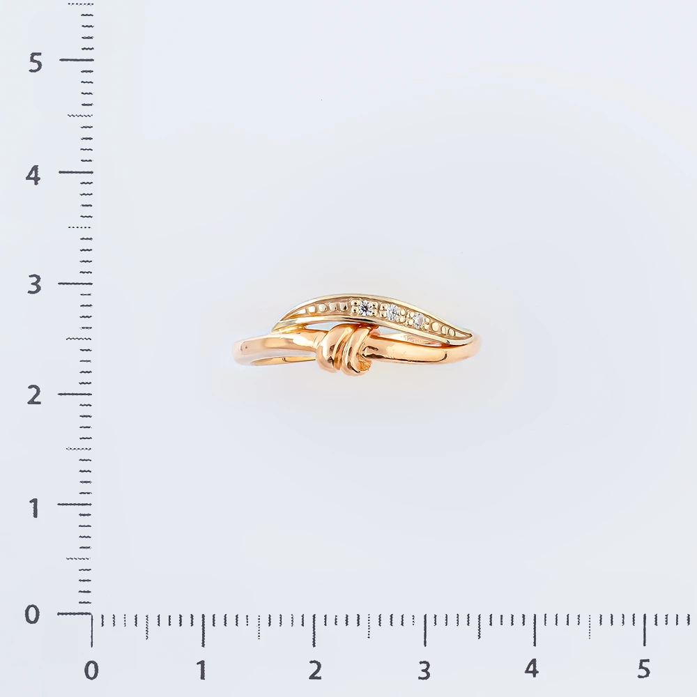 Кольцо с фианитом из красного золота 585 пробы