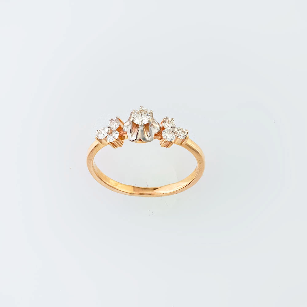 Кольцо с бриллиантом из красного золота 585 пробы