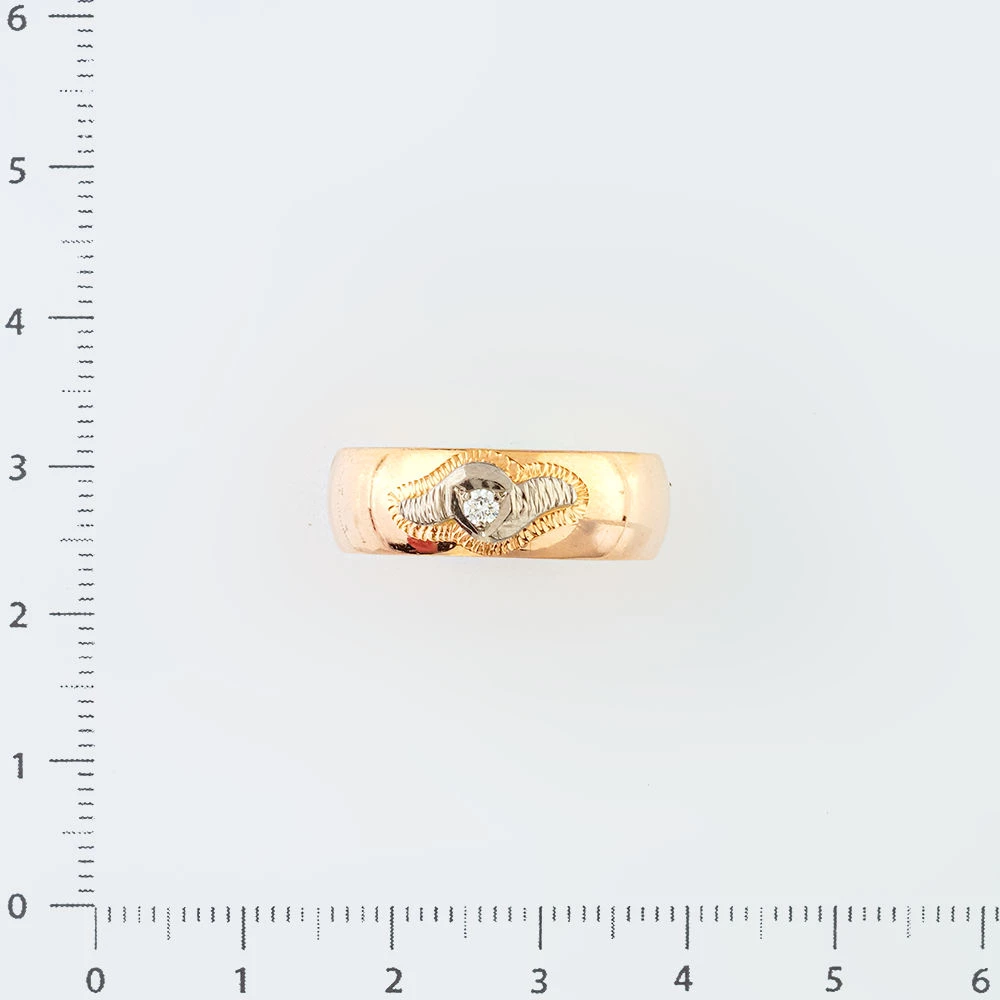 Кольцо с бриллиантом из красного золота 585 пробы