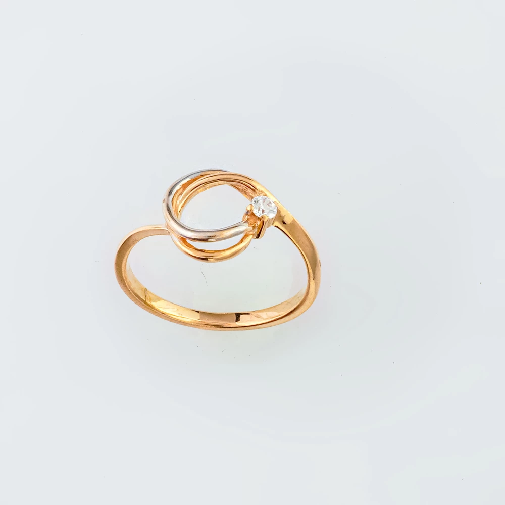 Кольцо с фианитом из красного золота 585 пробы