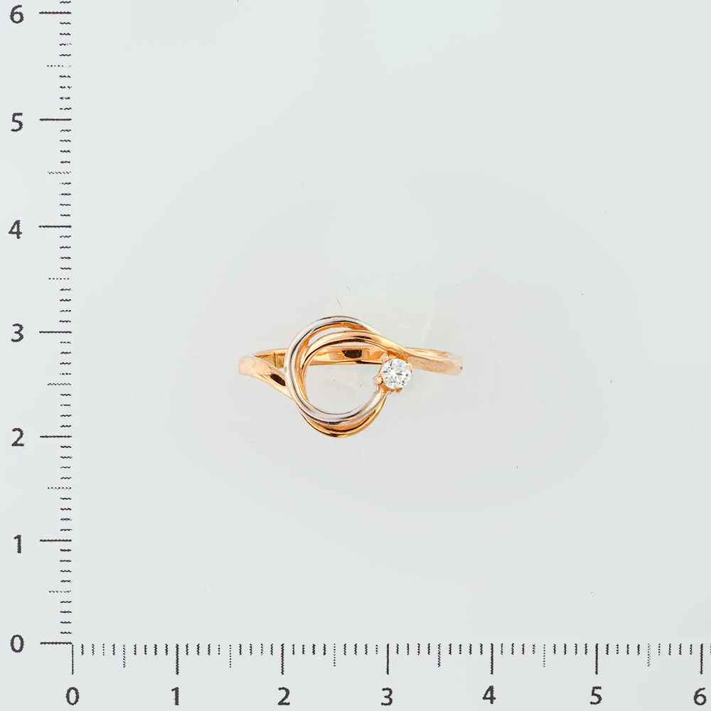 Кольцо с фианитом из красного золота 585 пробы