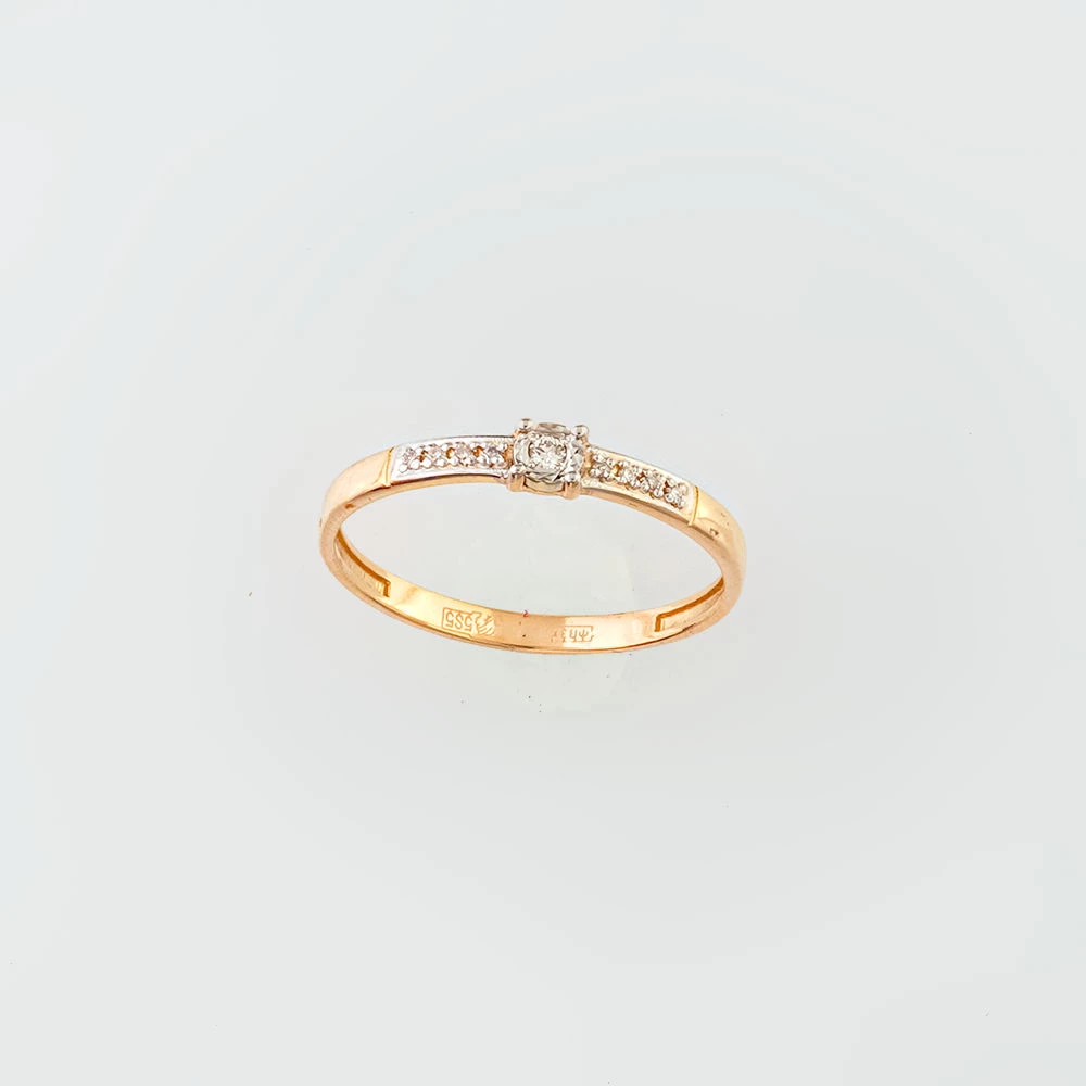 Кольцо с бриллиантом из красного золота 585 пробы